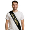 Picture of HAPPY BIRTHDAY BLACK & GOLD SASH